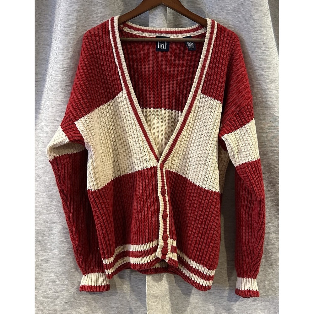 Vintage Gap 90s Indians Colorblock Unit Cardigan Size Large Academia